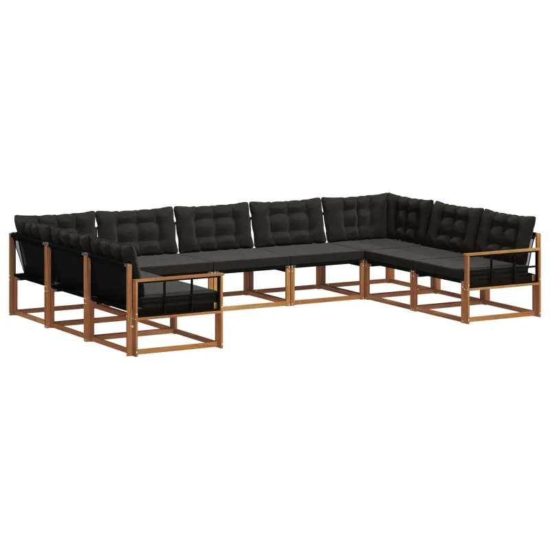 Lauko sofos komplektas su pagalve 9 pcs Natūrali ir juoda