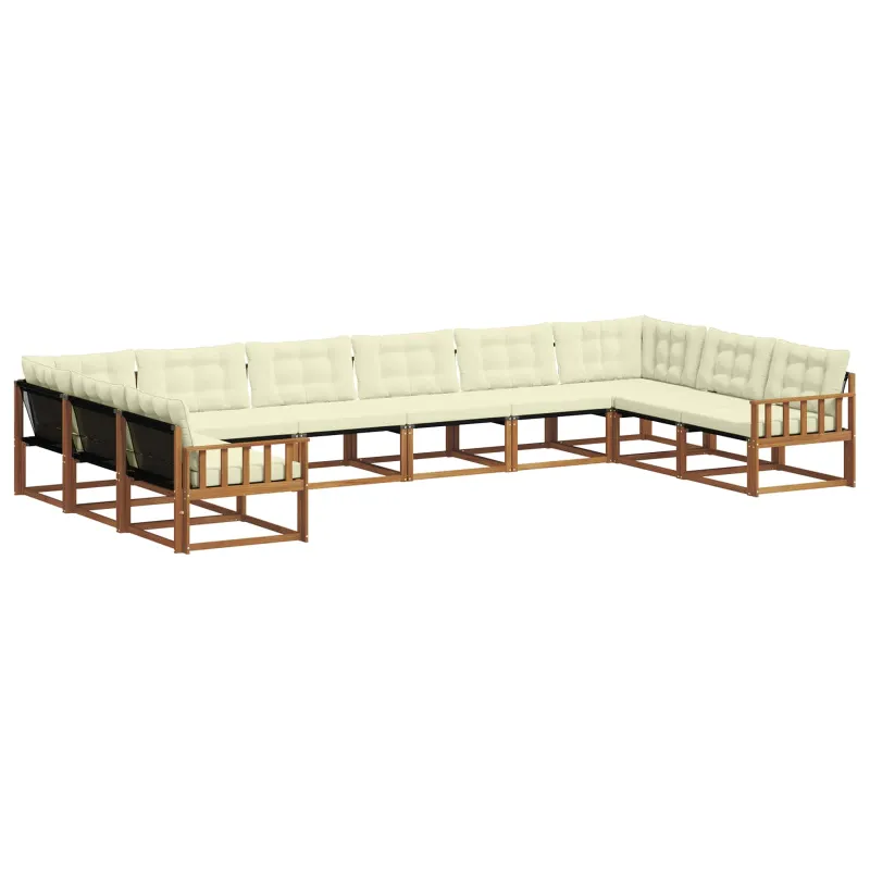 Lauko sofos komplektas 10 pcs Natūralus ir grietinėlė