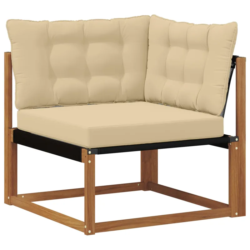Lauko sofos komplektas su pagalve 10 pcs Natūralus ir bežinis