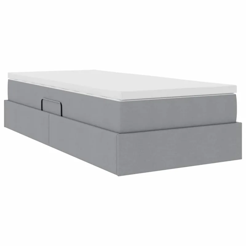 Lova su daiktų laikymo vieta ir čiužiniu Šviesiai pilka