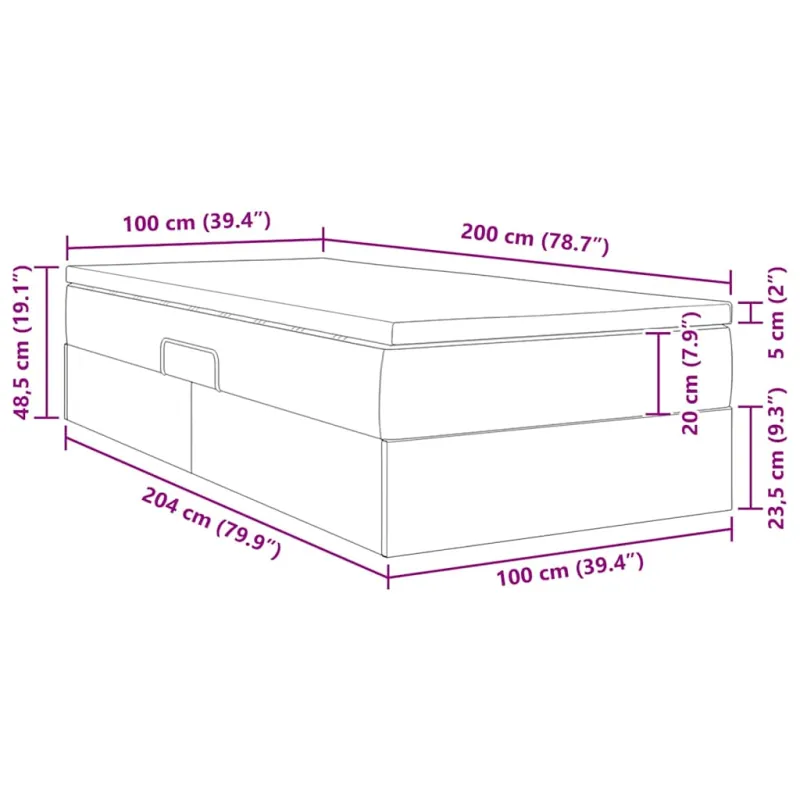 Lova su daiktų laikymo vieta ir čiužiniu Tamsiai pilka