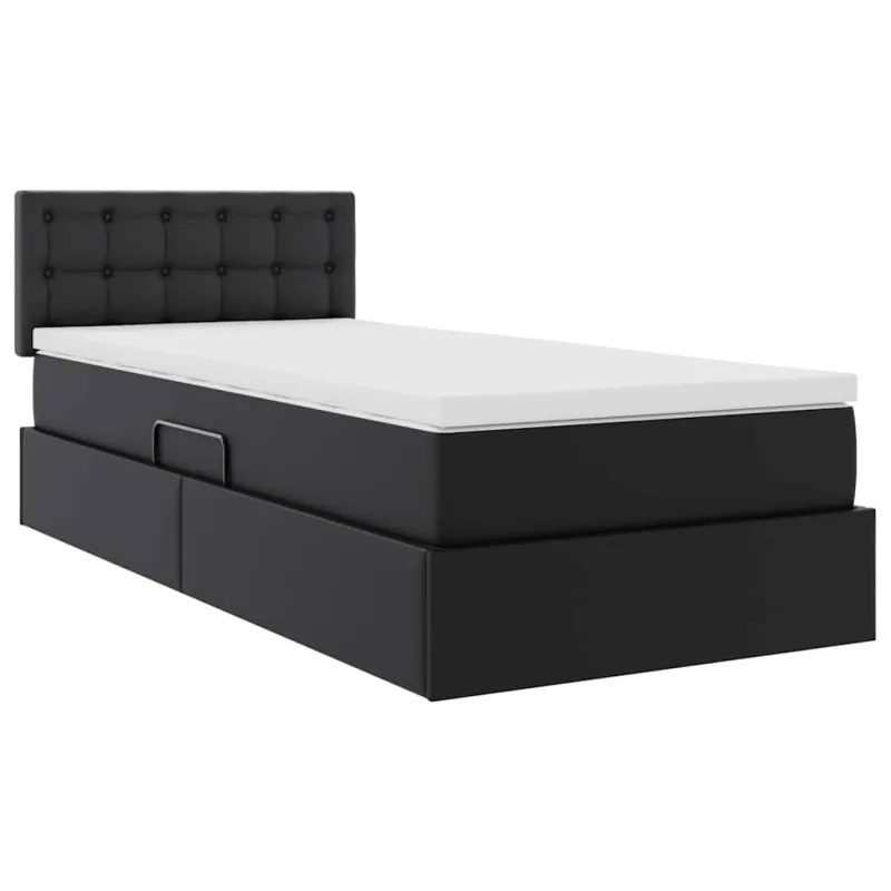 Lova su daiktų laikymo vieta ir čiužiniu Juoda 100 x 200 cm