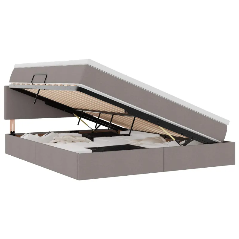 Lova su daiktų laikymo vieta ir čiužiniu Taupe 180 x 200 cm
