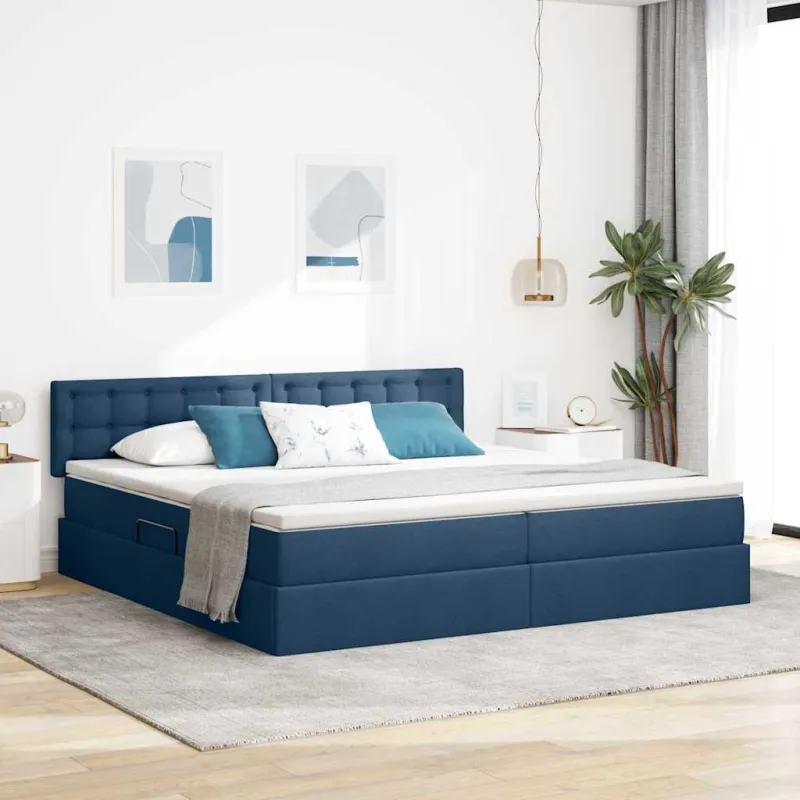 Lova su daiktų laikymo vieta ir čiužiniu Mėlyna 200 x 200 cm