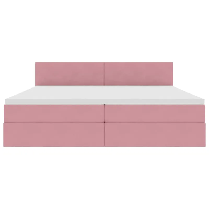 Saugos lova su čiužiniu su saugykla Rožinė 200 x 200 cm Aksomas