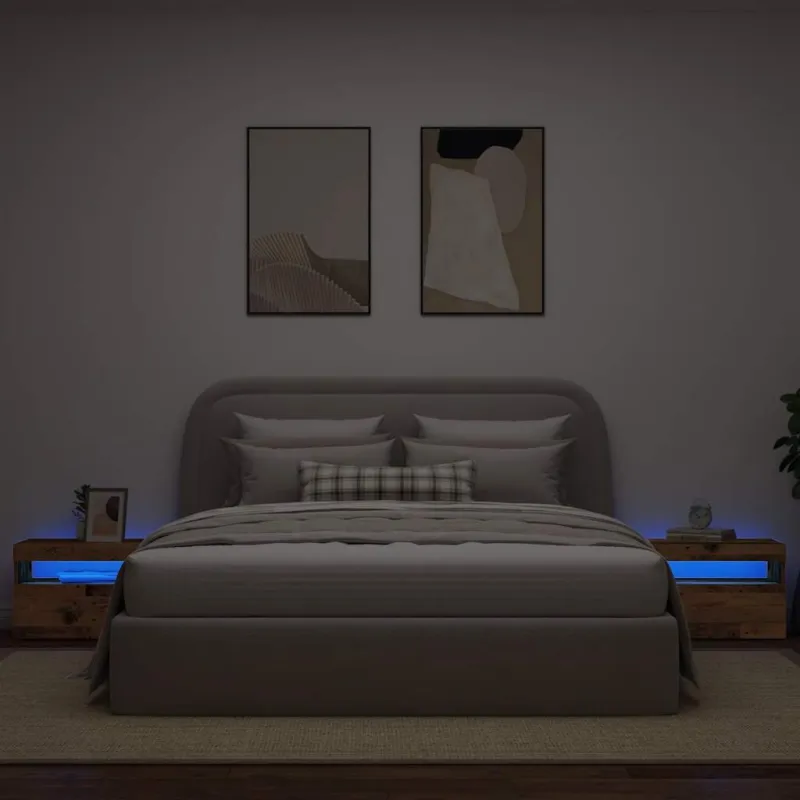 naktinė spintelė su LED lemputėmis Sena mediena 60x35x40 cm