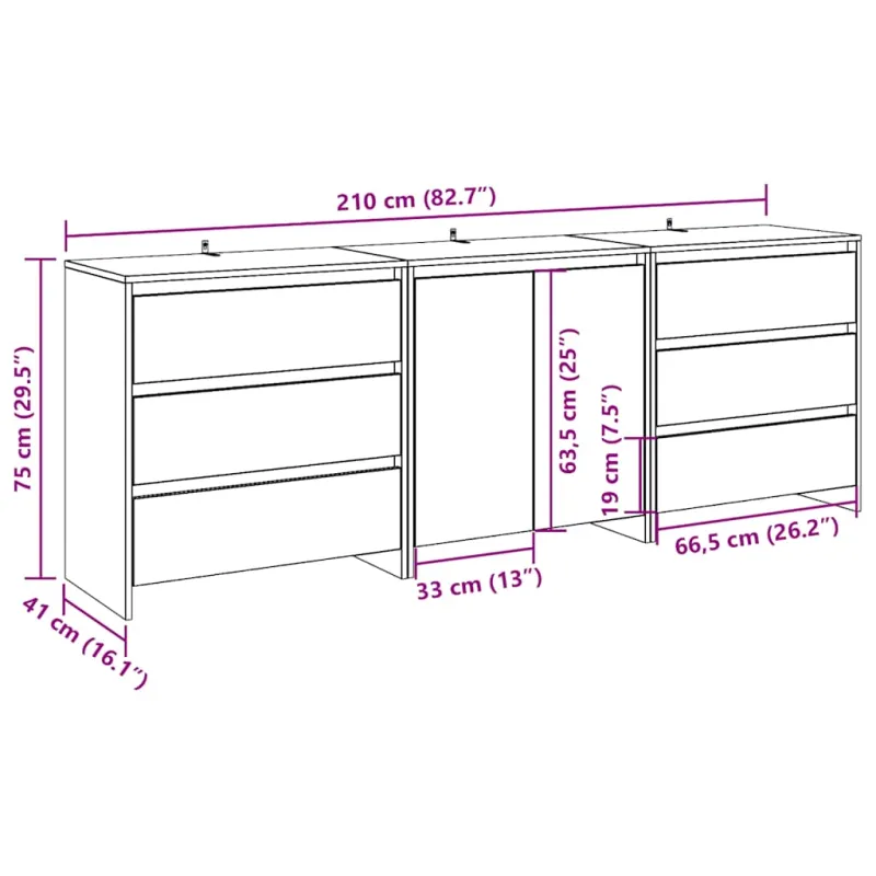 3 dalių indauja Artisan Oak Engineered Wood