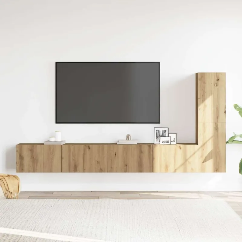 3 dalių sieninis televizoriaus spintelės komplektas Artisan Oak