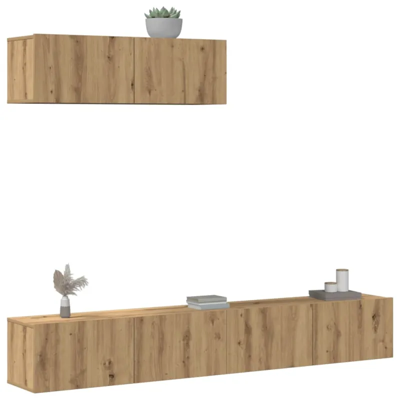 3 dalių sieninis televizoriaus spintelės komplektas Artisan Oak