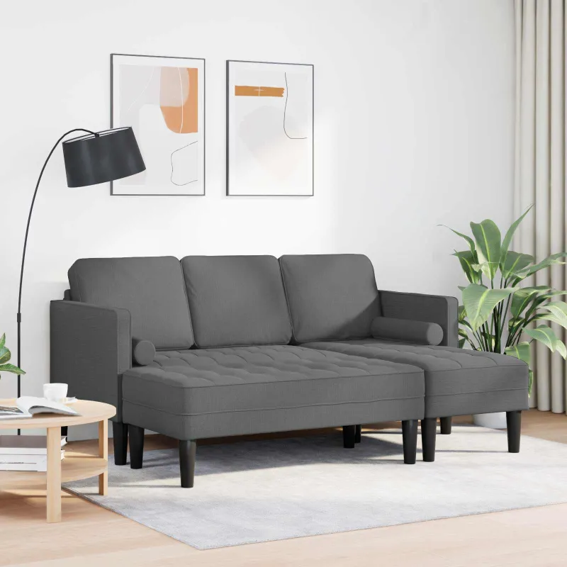 Sofos komplektas su pagalve 2 pcs Tamsiai pilka Poliesteris