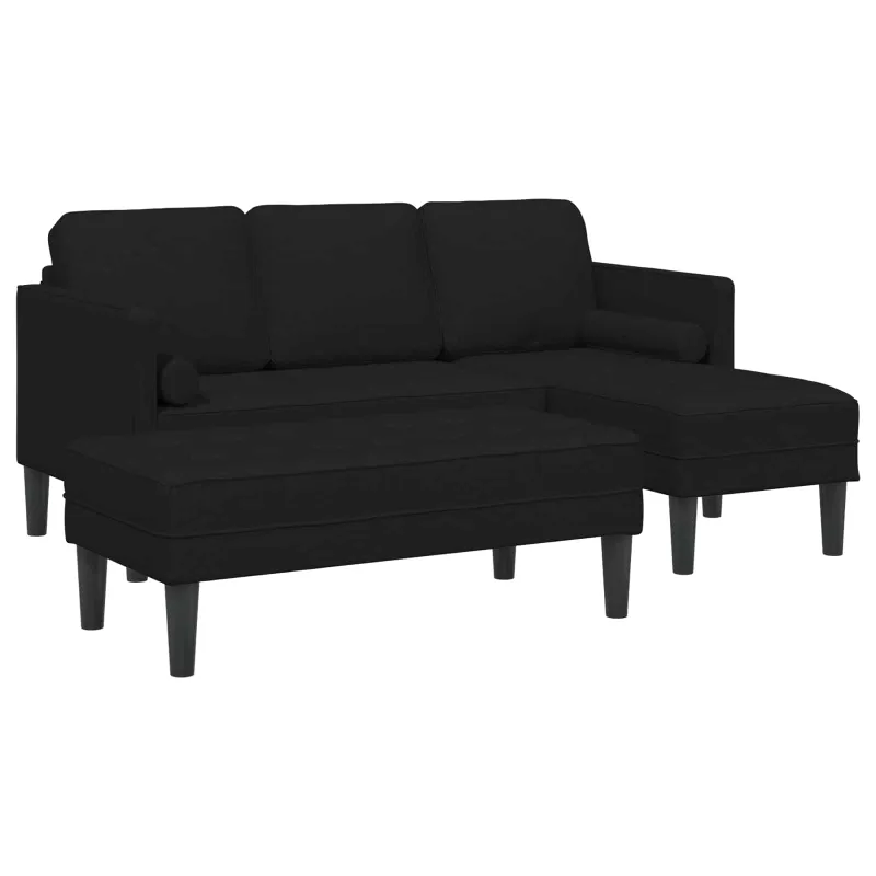 Sofos komplektas su pagalve 2 pcs Juoda Poliesteris