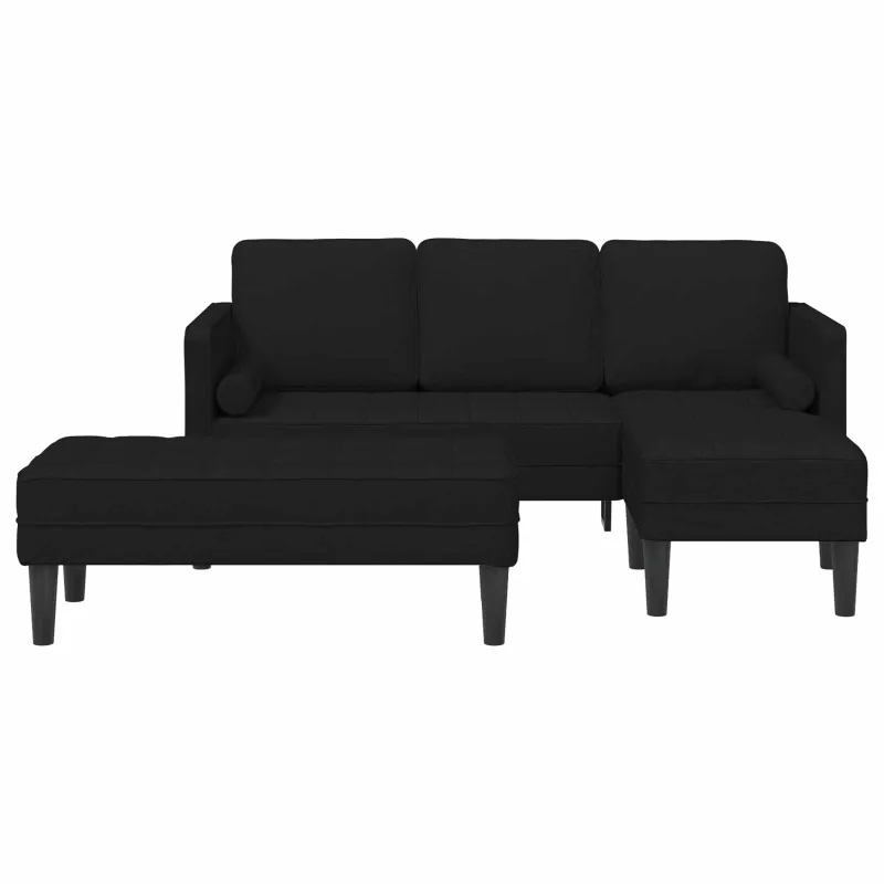 Sofos komplektas su pagalve 2 pcs Juoda Poliesteris