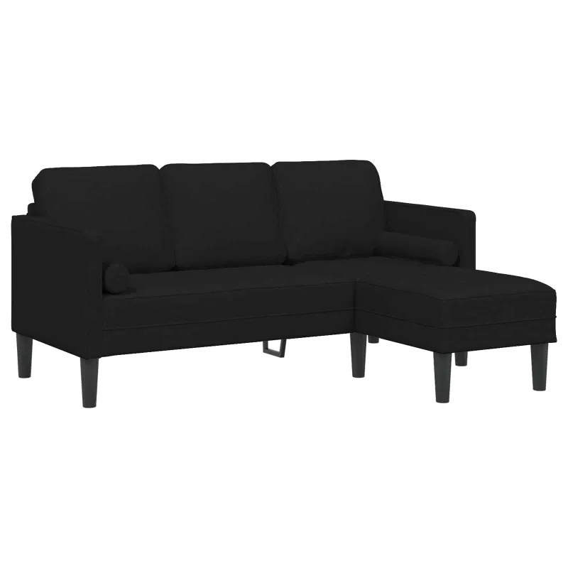Sofos komplektas su pagalve 2 pcs Juoda Poliesteris