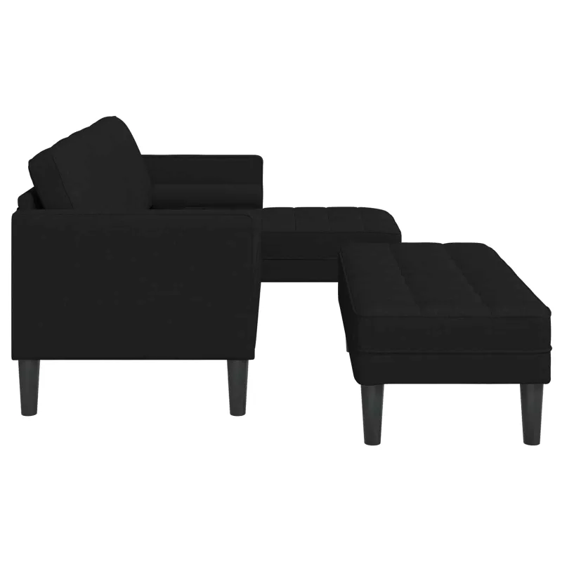 Sofos komplektas su pagalve 2 pcs Juoda Poliesteris