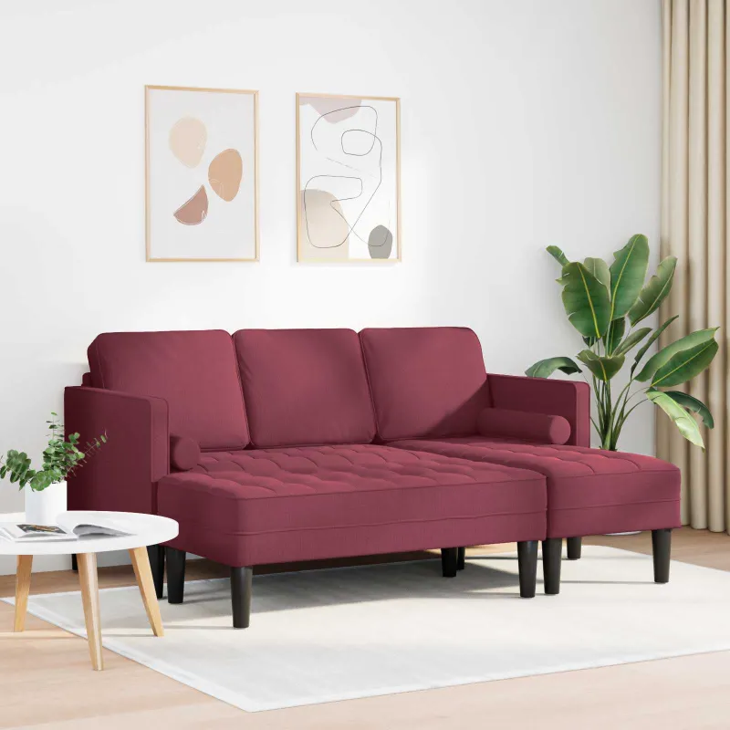 Sofos komplektas su pagalve 2 pcs Vyno raudona Poliesteris
