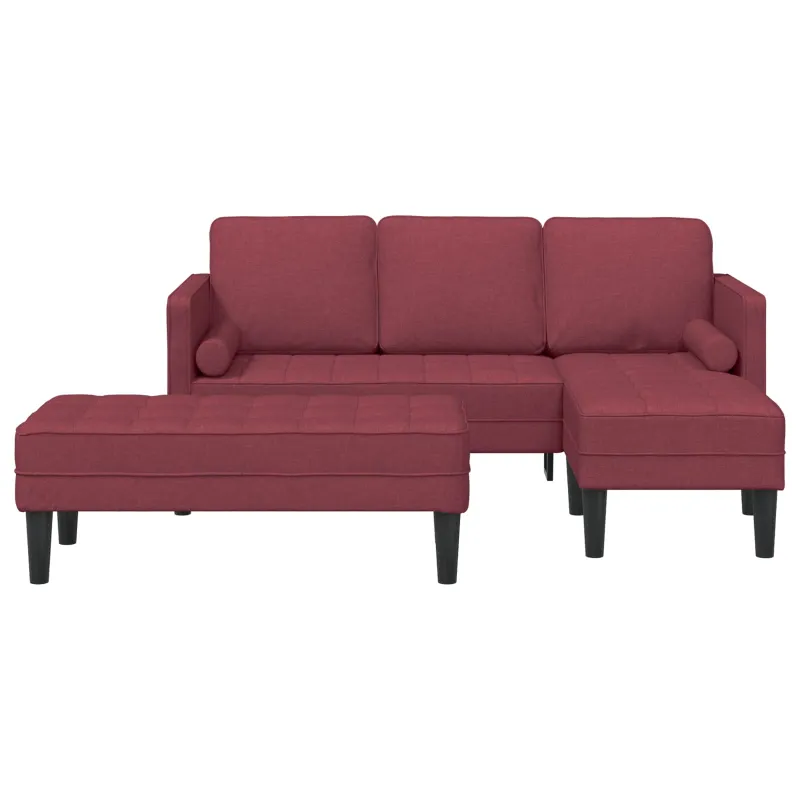 Sofos komplektas su pagalve 2 pcs Vyno raudona Poliesteris