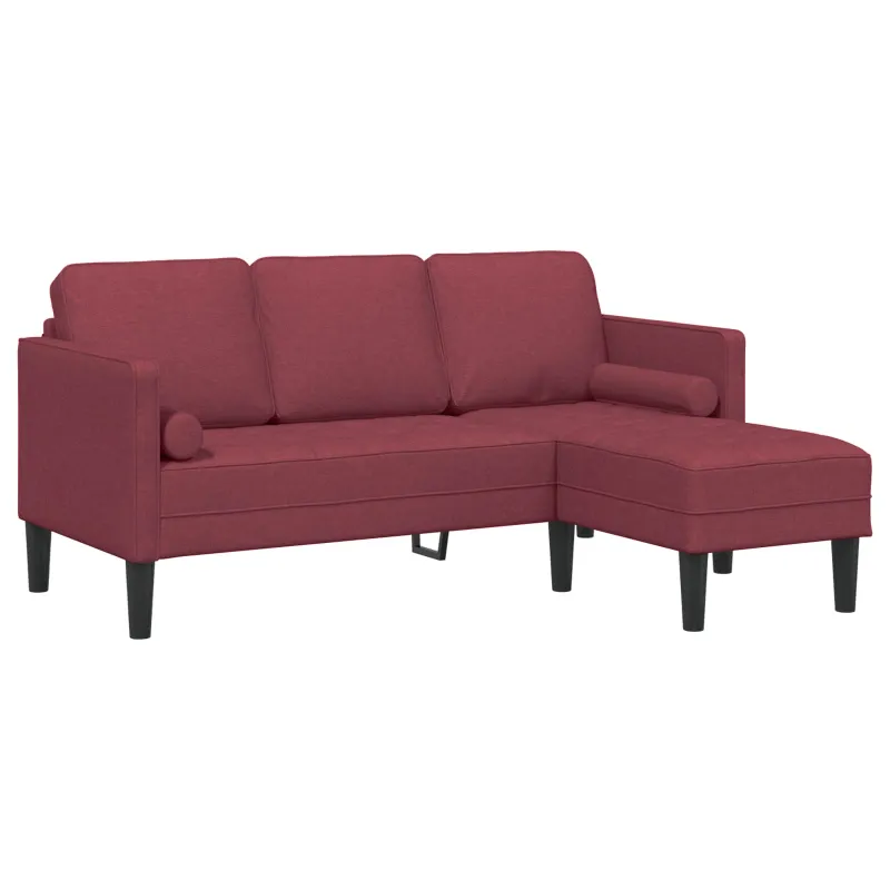 Sofos komplektas su pagalve 2 pcs Vyno raudona Poliesteris