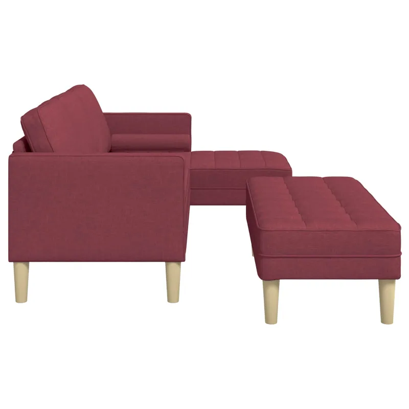 Sofos komplektas su pagalve 2 pcs Vyno raudona Poliesteris