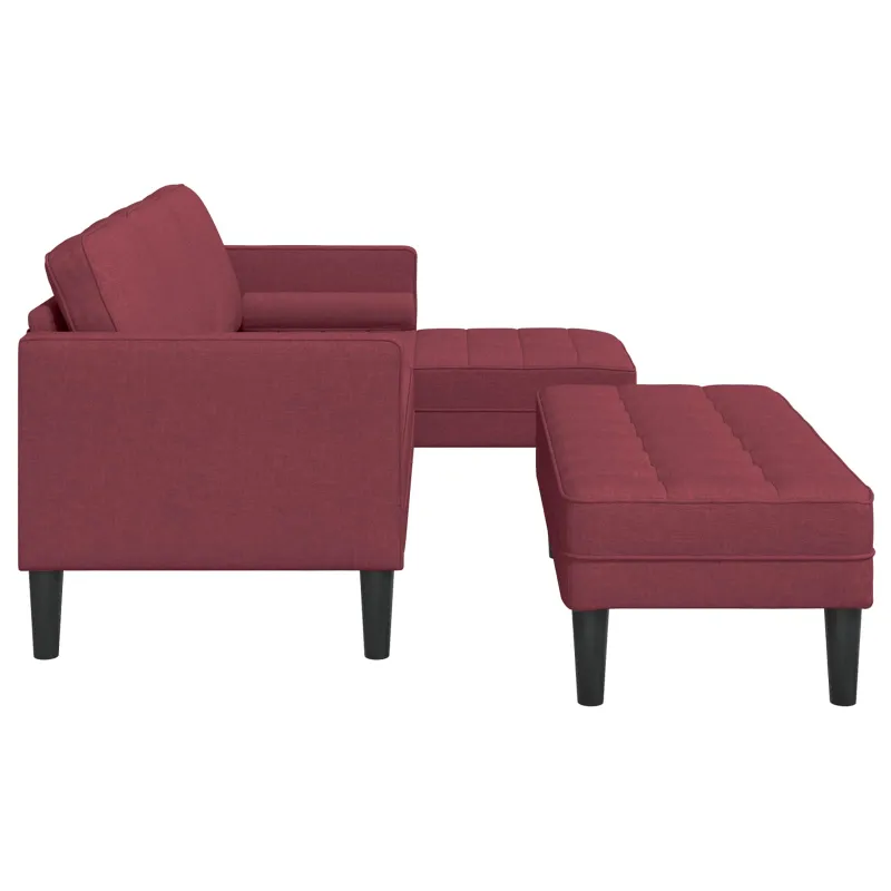 Sofos komplektas su pagalve 2 pcs Vyno raudona Poliesteris