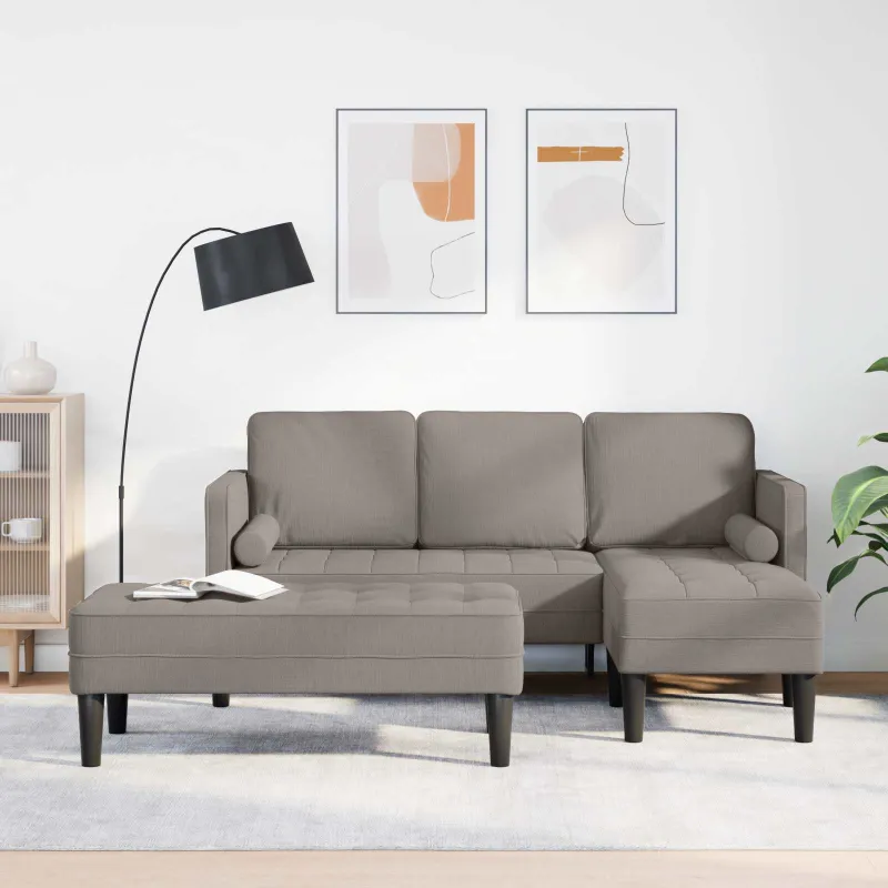 Sofos komplektas su pagalve 2 pcs Taupe Poliesteris