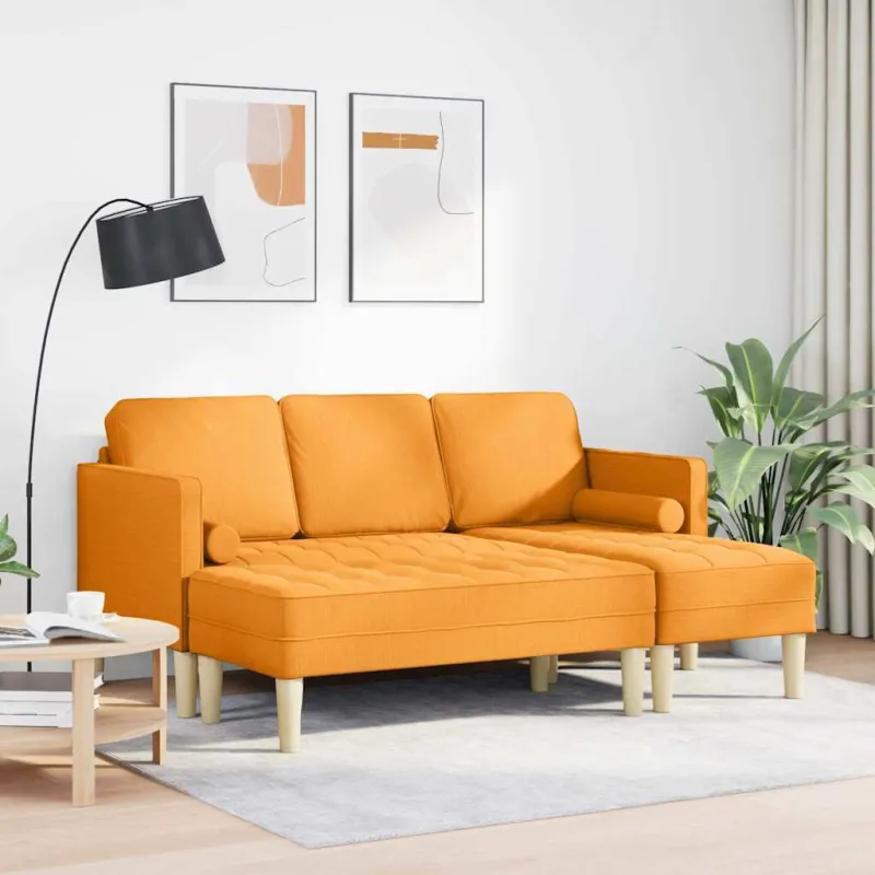 Sofos komplektas su pagalve 2 pcs Tamsiai geltona Poliesteris