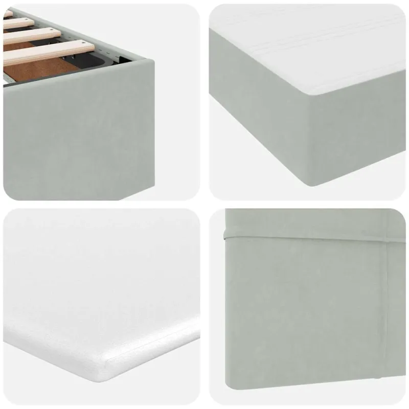 Saugos lova su čiužiniu Šviesiai pilka 140 x 200 cm Aksomas
