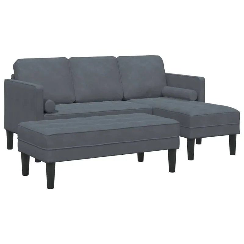 Sofos komplektas su pagalve 2 pcs Tamsiai pilka Poliesteris