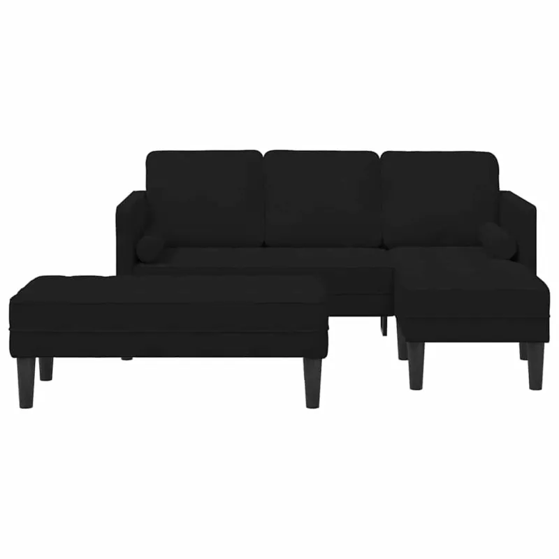 Sofos komplektas su pagalve 2 pcs Juoda Poliesteris