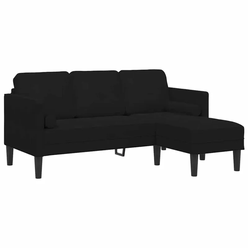 Sofos komplektas su pagalve 2 pcs Juoda Poliesteris