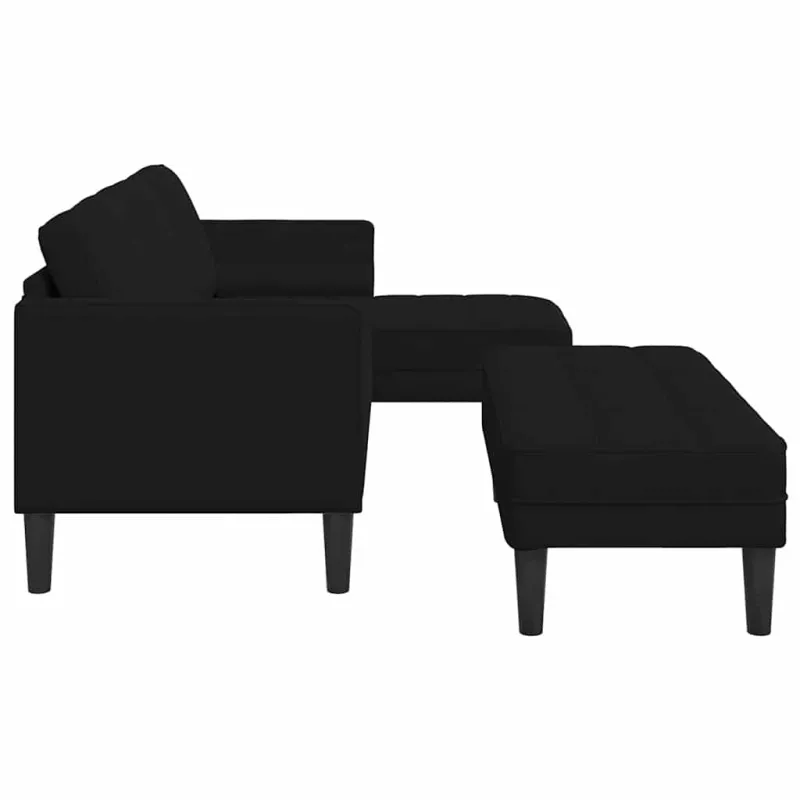 Sofos komplektas su pagalve 2 pcs Juoda Poliesteris