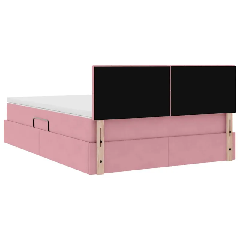 Saugos lova su čiužiniu su saugykla Rožinė 140 x 200 cm Aksomas