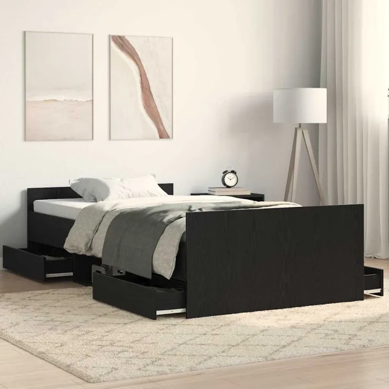Lovos rėmas Juodas ąžuolas 203 x 93 x 50 cm Apdirbta mediena