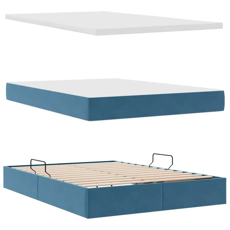 Saugos lova su čiužiniu Tamsiai mėlyna 140 x 190 cm Aksomas