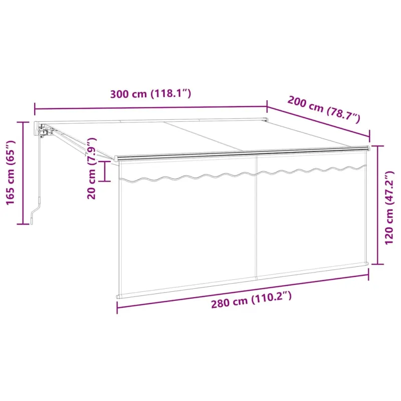Ištraukiama markizė Dryžuotas Antracitas 300 x 200 cm audinys