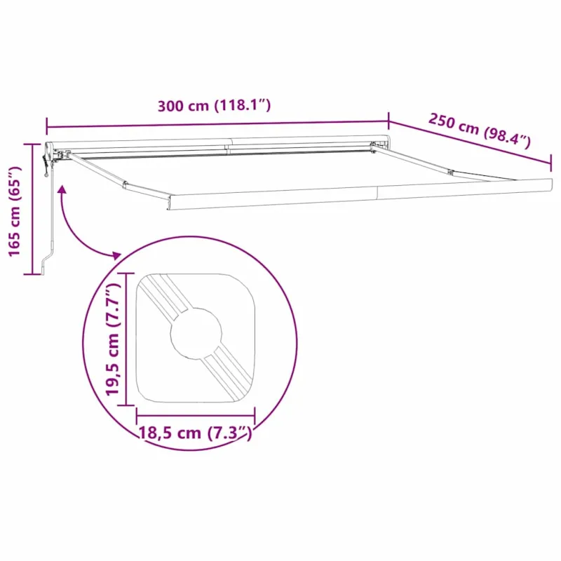 Pavėsinė Oranžinė ir ruda 300 x 250 cm Poliesteris ir aliuminis