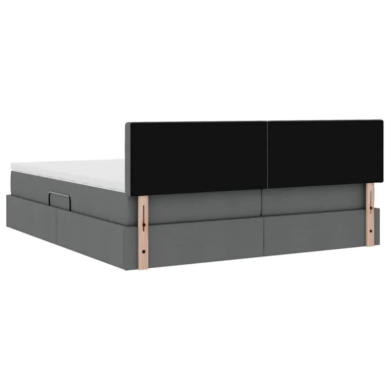 Saugos lova su čiužiniu Tamsiai pilka 200 x 200 cm Dirbtinė oda
