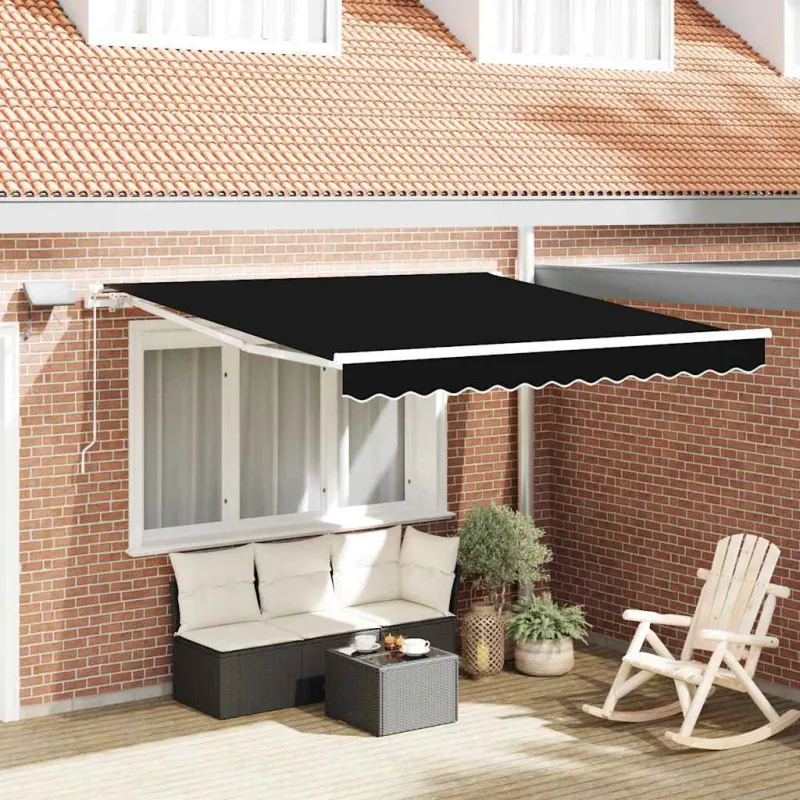Ištraukiama markizė Juoda 300 x 250 cm Audinys ir plienas