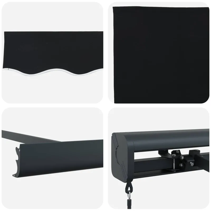 Ištraukiama markizė Juoda 300 x 250 cm Audinys ir metalas
