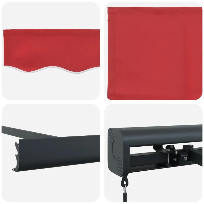 Ištraukiama markizė Raudona 300 x 250 cm Audinys ir metalas