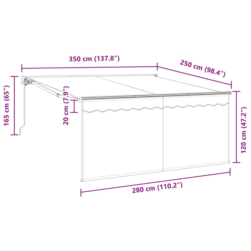 Ištraukiama markizė Mėlyna ir balta 350 x 250 cm