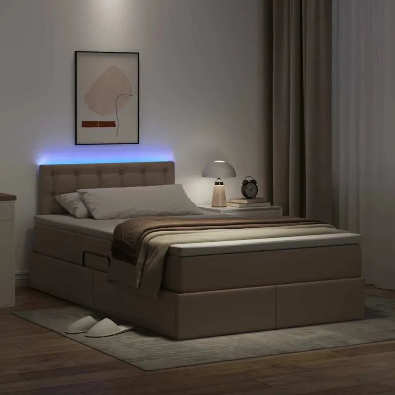 Lova su daiktų laikymo vieta ir LED Kapučino 120 x 200 cm