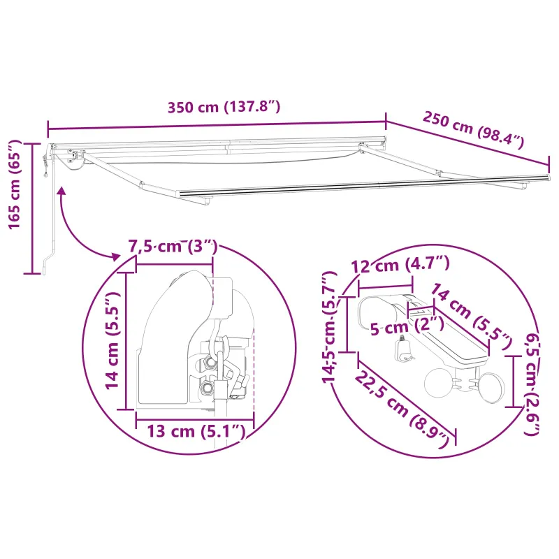 Skėtis Audinys oranžinė ir ruda 350 x 250 cm Poliesteris