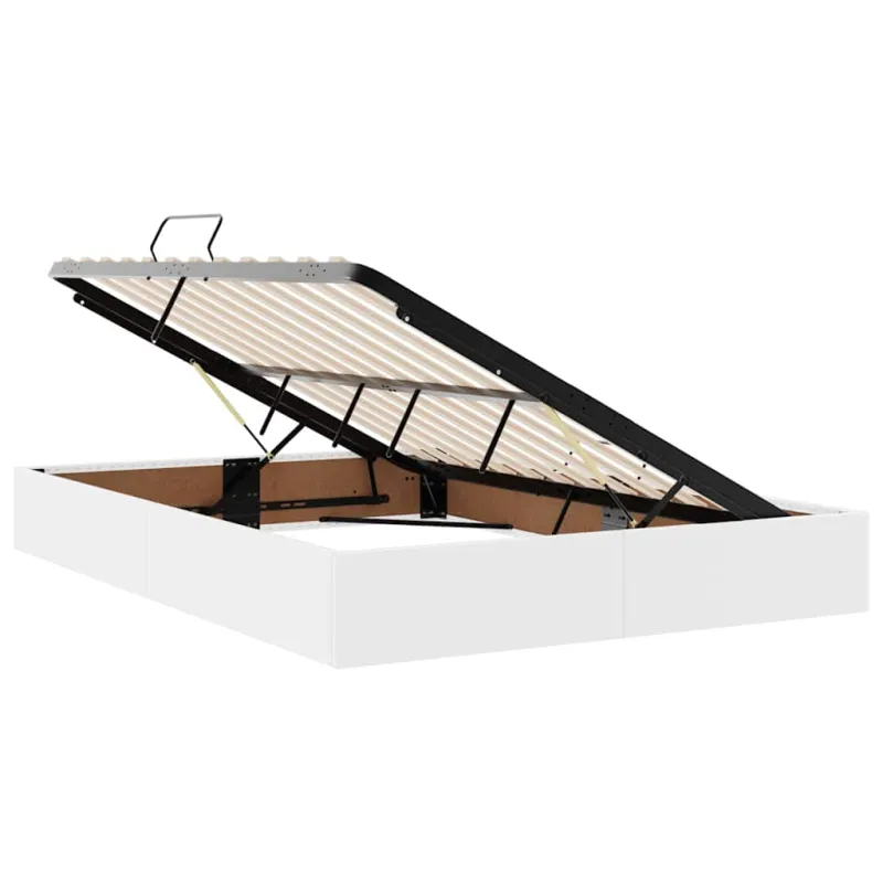 Lova su daiktų laikymo vieta ir LED Švari balta 140 x 190 cm