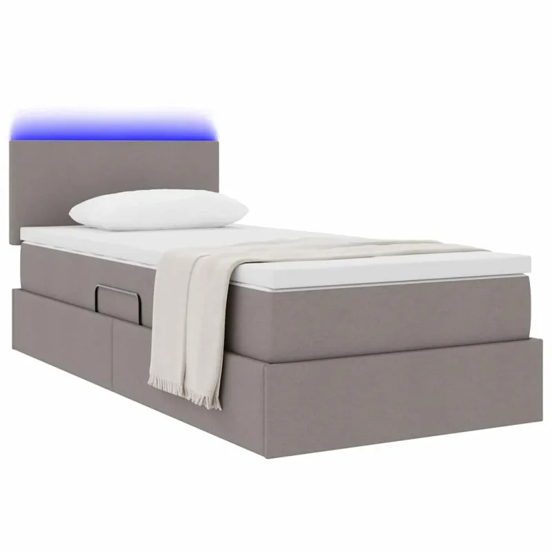 LED saugojimo lova su čiužiniu Taupe 90 x 190 cm Audinys