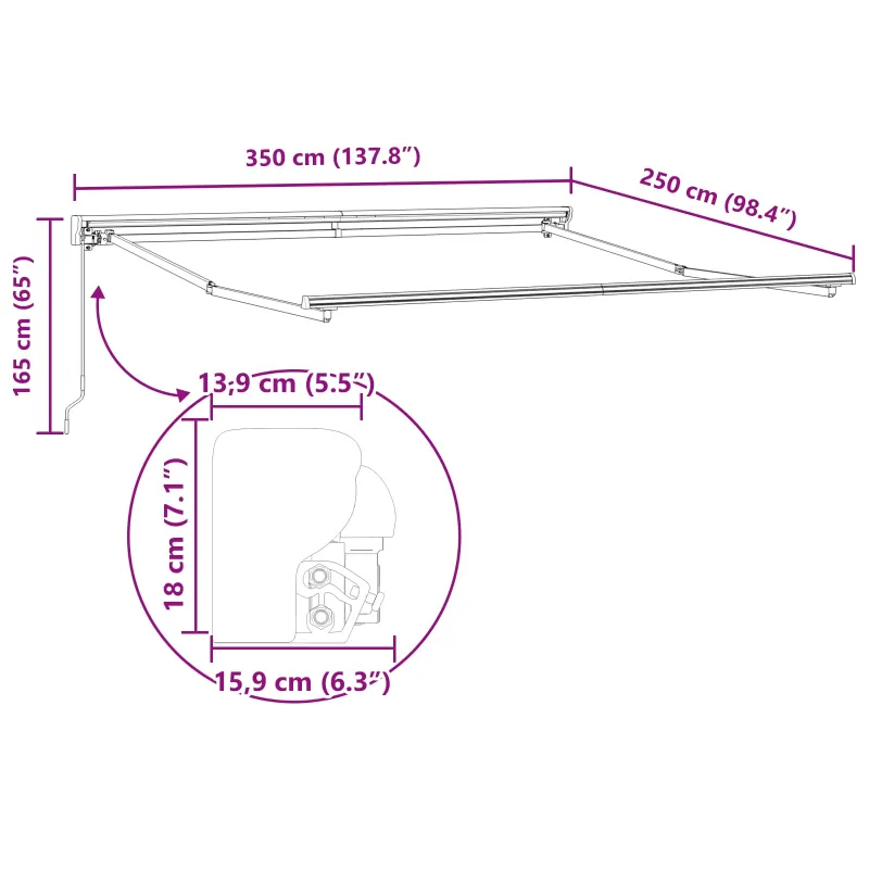 Markizės rėmas Geltonas ir Pilkas 350 x 250 cm