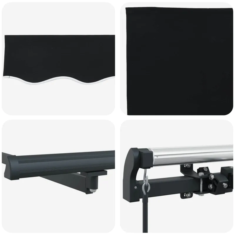 Ištraukiama markizė Juoda 350 x 250 cm Poliesteris ir plienas