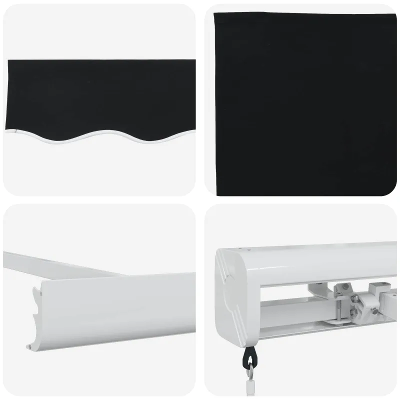 Ištraukiama markizė Juoda 350 x 250 cm Audinys ir metalas