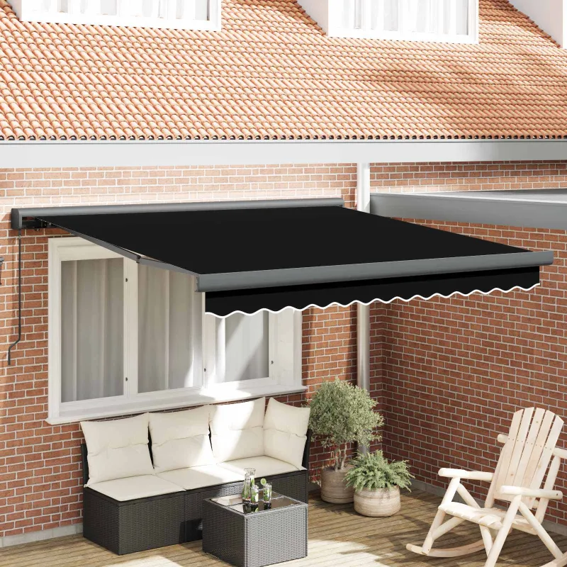 Ištraukiama markizė Juoda 350 x 250 cm Audinys ir metalas