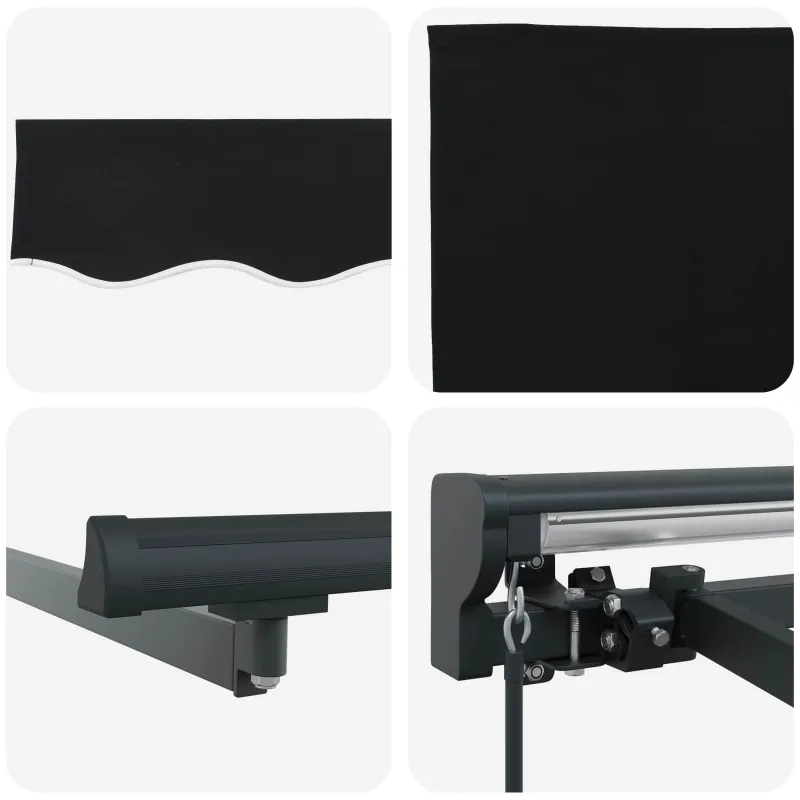 Markizės rėmas Juodas 350 x 250 cm Poliesteris su PU danga