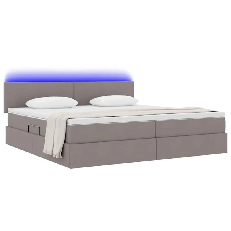 LED saugojimo lova su čiužiniu Taupe 200 x 200 cm Audinys